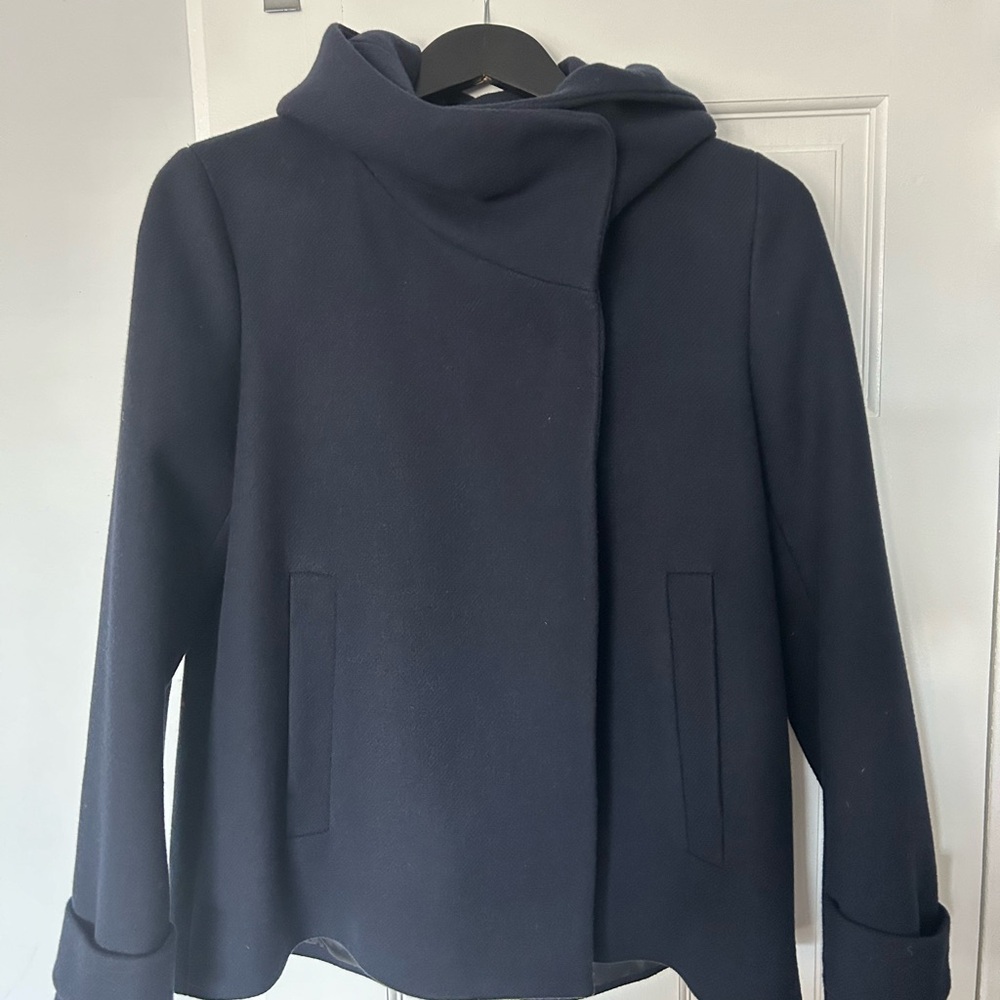 Zara Blue Pea Coat with Modern Design